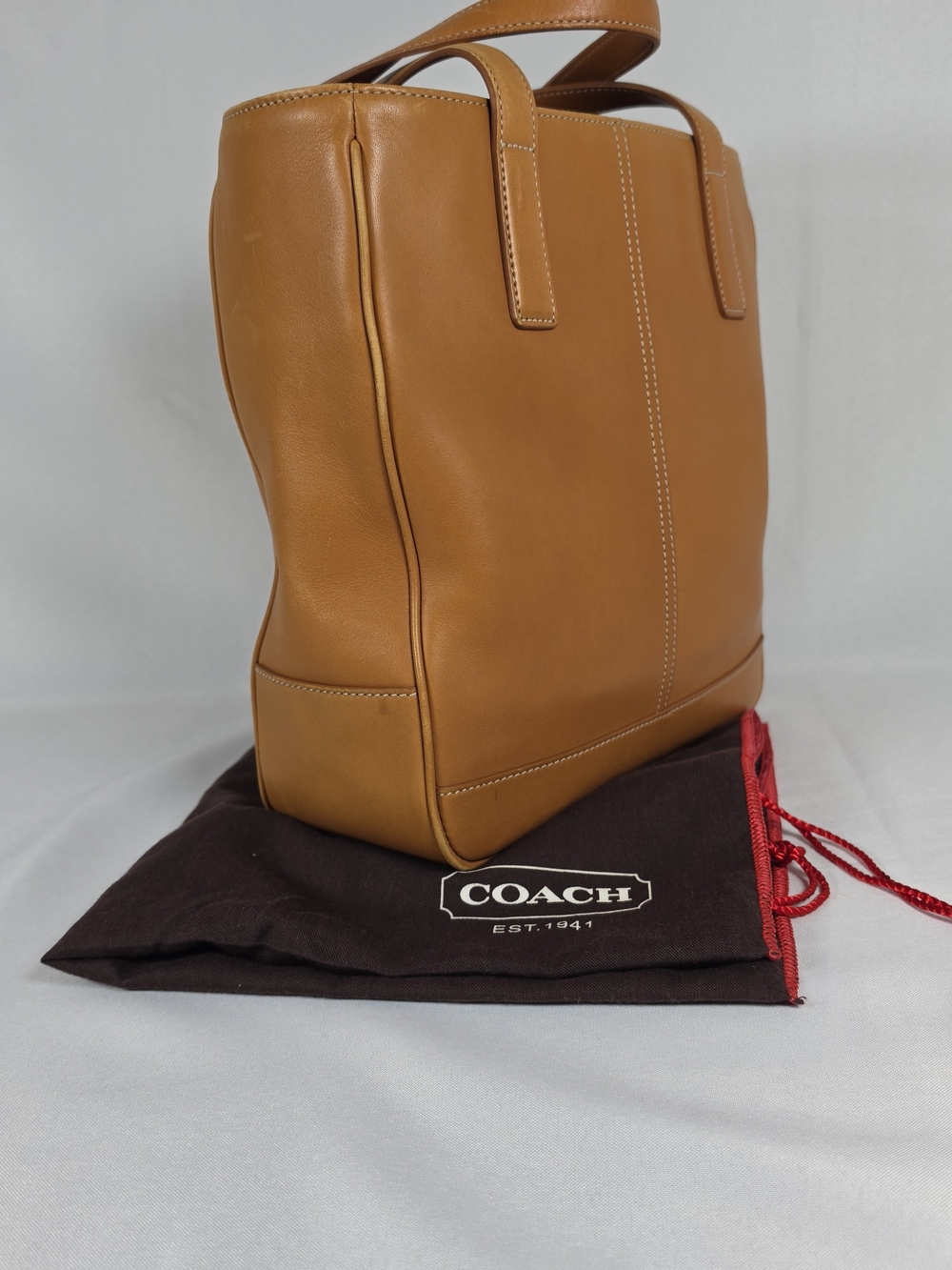 Coach Vintage 7787 Hampton Shopper Camel Tan Leather Medium Bag Womens - Picture 6 of 16